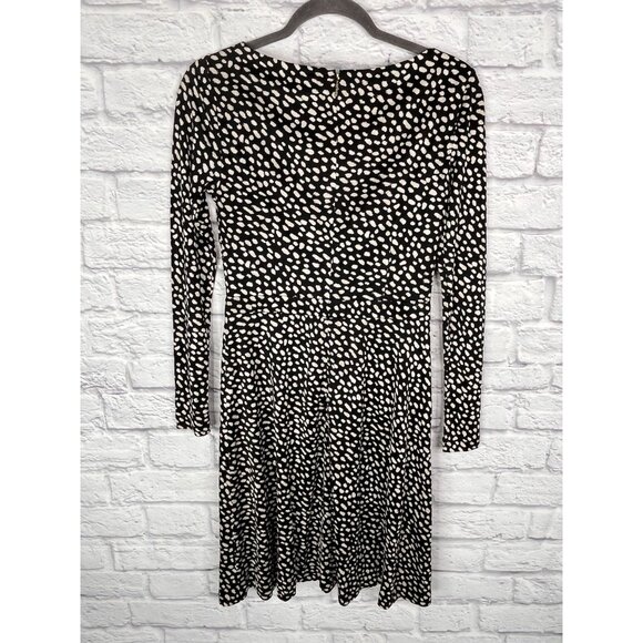 TORY BURCH Women's Black Ivory Animal Print Silk Fit & Flare Dress XS - Picture 6 of 6